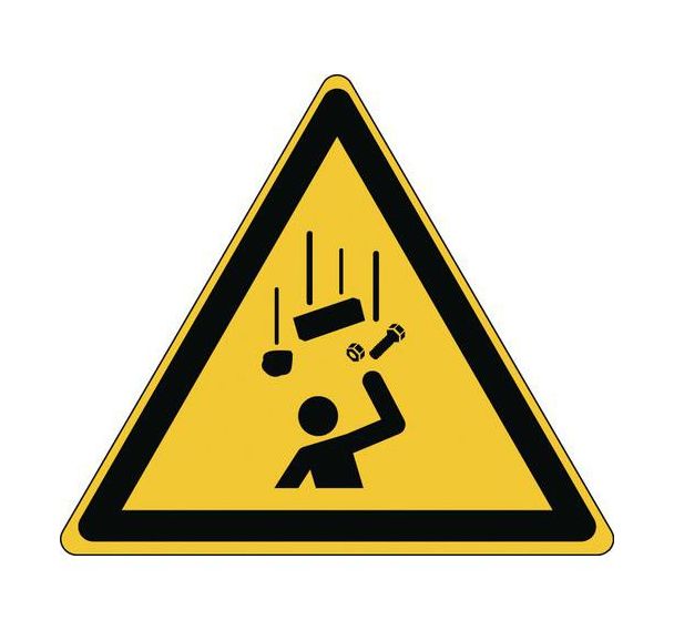Panneau:Danger| Chute d'objets 87 x100 mm