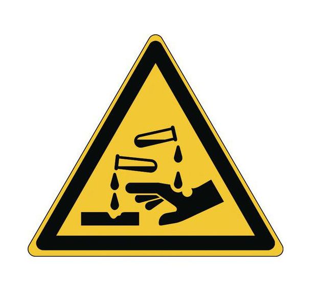 Panneau:Danger| Substances Corrosives 87 x100 mm
