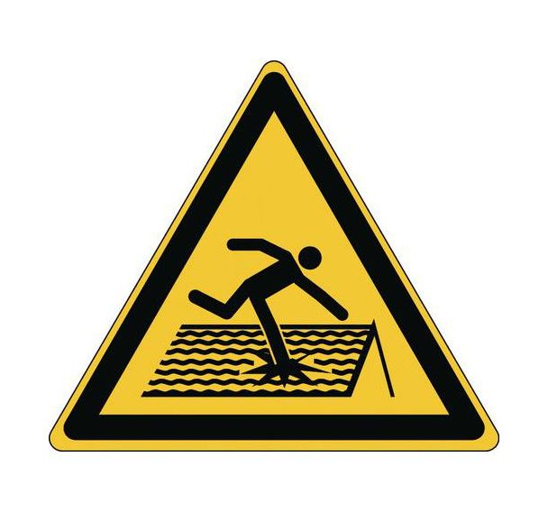 Panneau:Danger| Toiture fragile 87 x100 mm