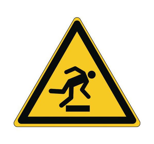 Panneau Danger trébuchement rigide 20 x 17,3 cm