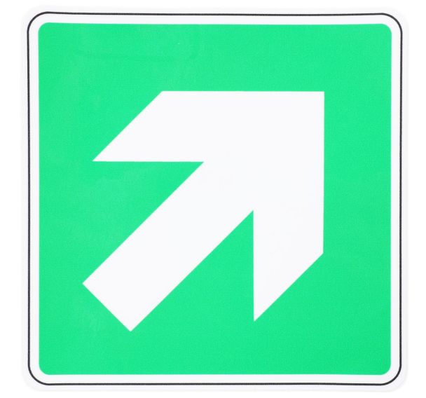 Panneau Flèche coin haut droit 45° Adhésif 120 mm