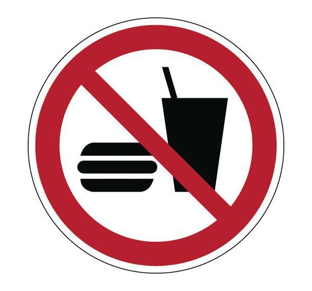 Panneau:Interdiction de manger ou de boire 200 mm
