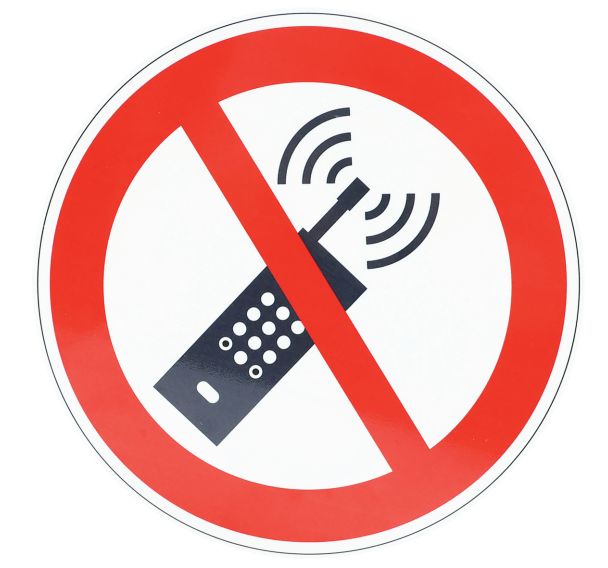 Panneau Interdit d'activer téléphones mobiles Alu 30 cm