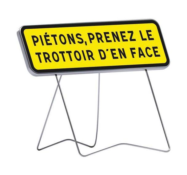 Panneau JH Piétons, prenez...en face - C1 - 1000x300