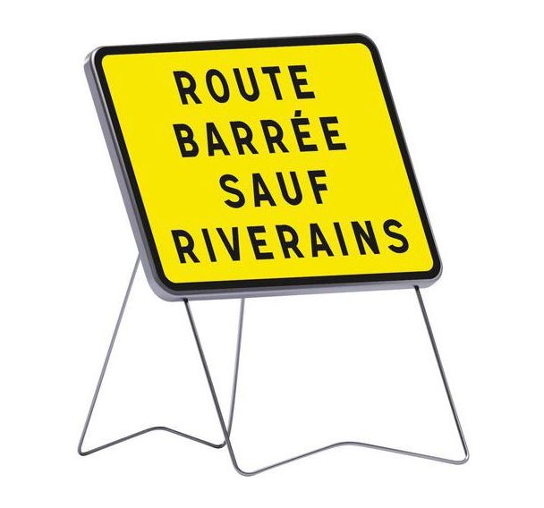 Panneau KC1 Route barrée sauf riverains - C1 - 800x600