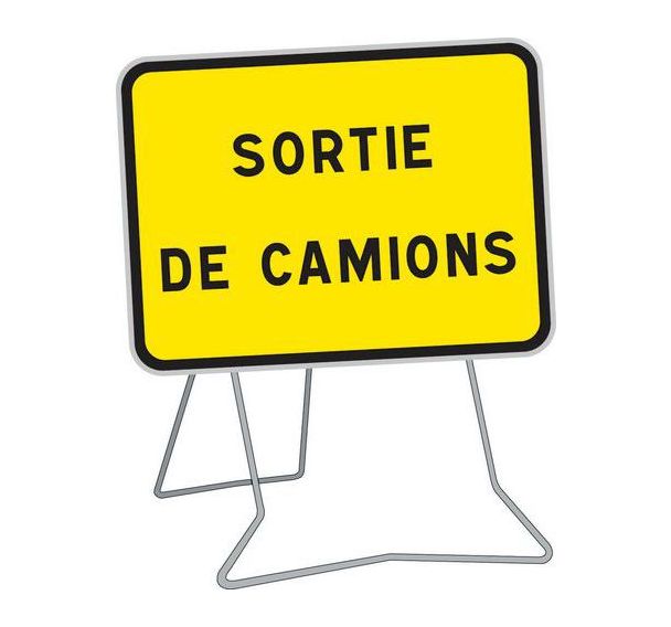 Panneau KC1 Sortie de camions 800x600mm classe 2 sur pied