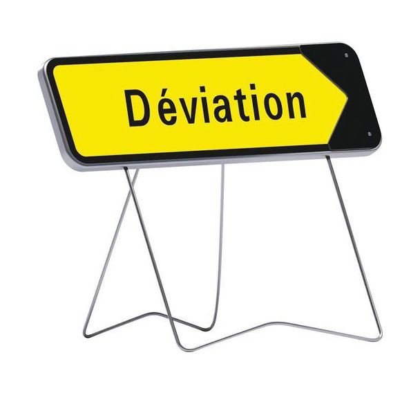 Panneau KD22a Déviation fl. Amov. pieds art. - C1 - 1000x300