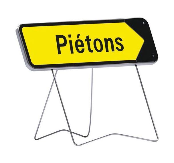 Panneau KD Piétons fl. amov. pieds articulés - C1 - 1000x300