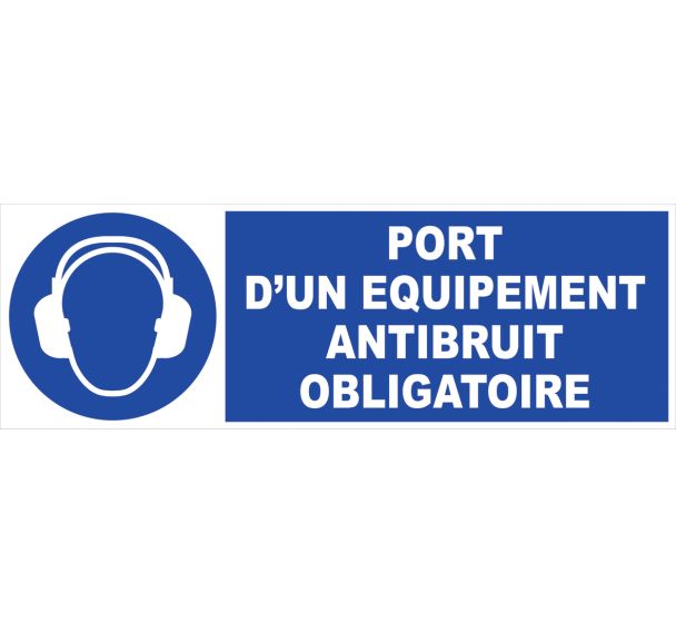 Panneau Port d'un équipement antibruit obligatoire  - Rigide 45x10 cm