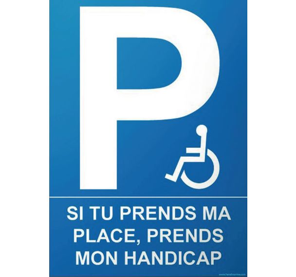 Panneau Si tu prends ma place prends mon handicap PVC 300 x 420 mm