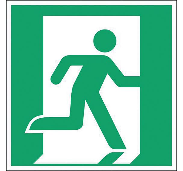 Panneau Sortie de secours droite  Adhésif  120x120 mm