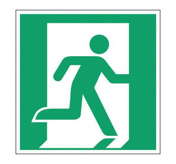 Panneau Sortie de secours droite PVC 120x120 mm