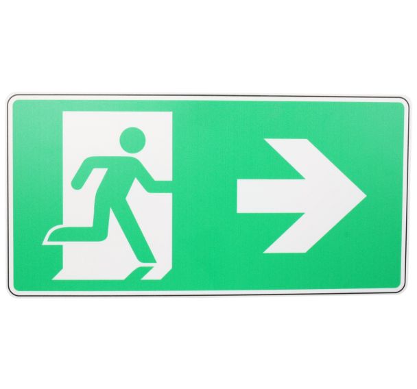 Panneau Sortie de secours flèche à droite PVC 250x125 mm