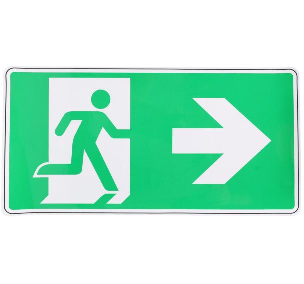 Panneau Sortie de secours flèche droite adhésif - Manutan Expert