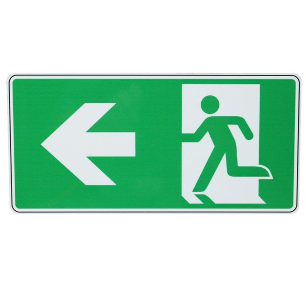 Panneau Sortie secours flèche à gauche Aluminium 250x125 mm