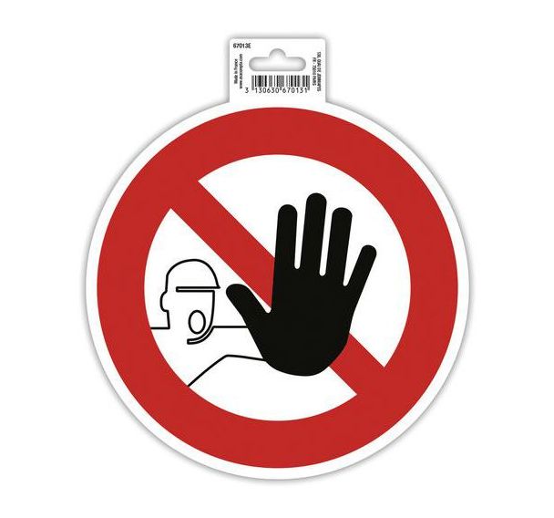 Panneau adhésif accès interdit 20cm rouge