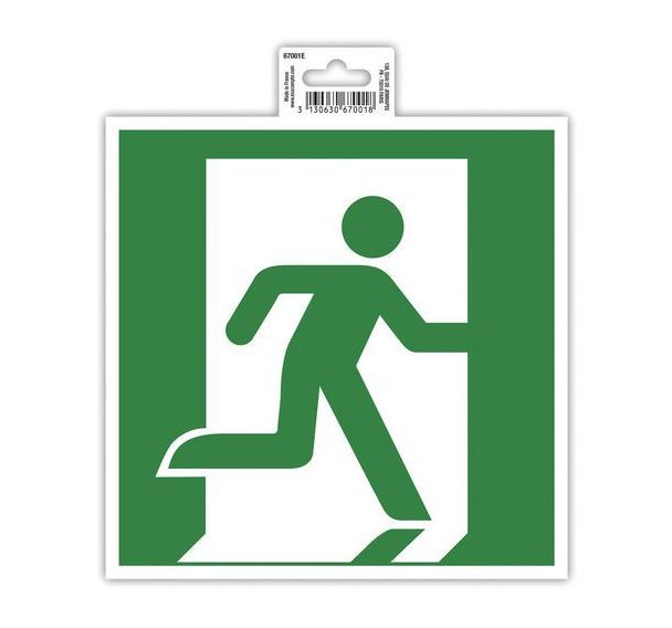 Panneau adhésif évacuation droite 20cm vert