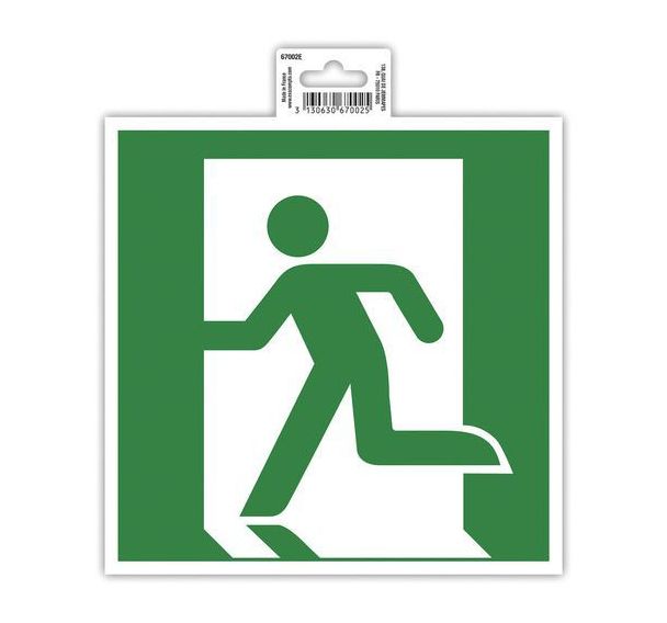 Panneau adhésif évacuation gauche 20cm vert