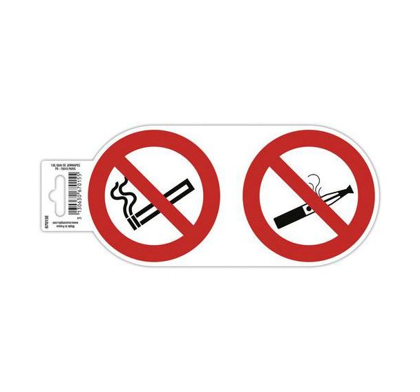 Panneau adhésif interdit de vapoter et de fumer