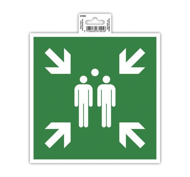 Panneau adhésif point de rassemblement 20cm Vert