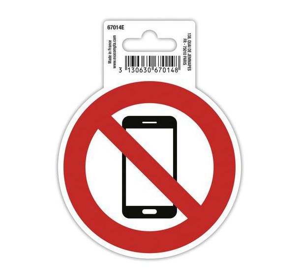 Panneau adhésif tel mobile interdit 10cm rouge
