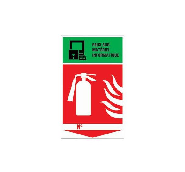 Panneau anti-incendie - Extincteur classe ''informatique'' - Rigide