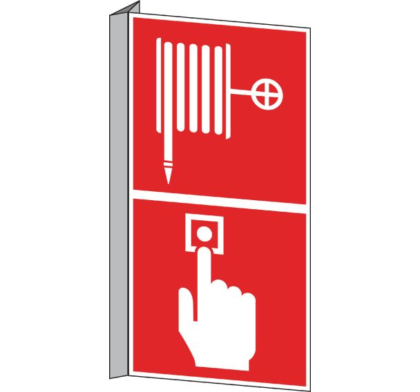 Panneau anti-incendie - ''Lance et bouton d'alarme incendie'' - Rigide