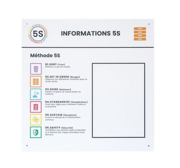 Panneau d'information 5S 750mm - Paperflow
