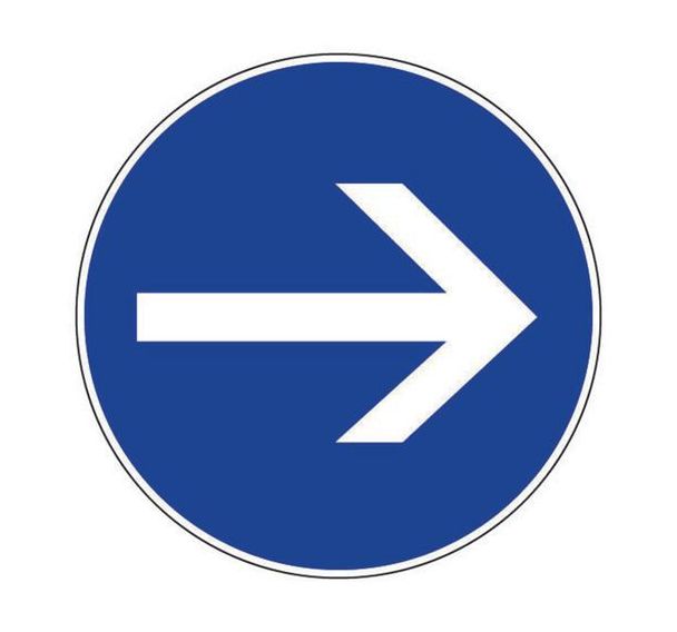 Panneau d'obligation -  Flèche Sens obligatoire  - Rigide Ø 30 cm