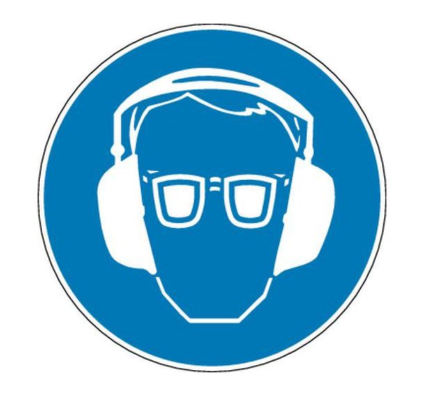 Panneau d'obligation - ''Protections des yeux et des oreilles obligatoires'' - Adhésif