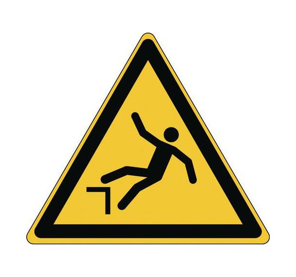 Panneau danger - Chute avec dénivellation - Rigide