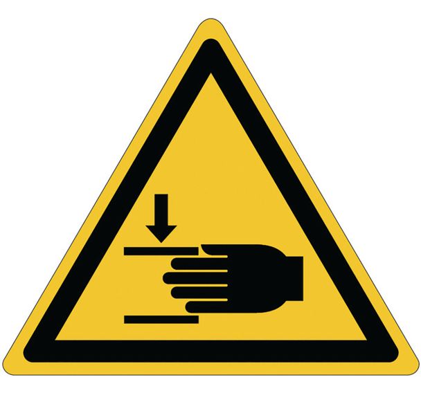 Panneau danger -  Risque d'écrasement - Adhésif - 200 mm