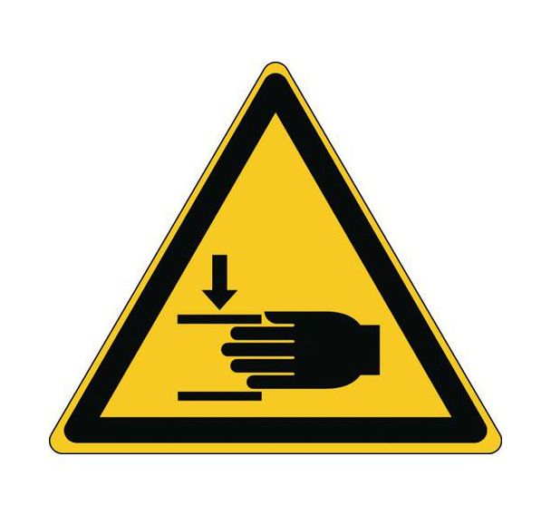 Panneau danger triangle - Écrasement des mains - Rigide