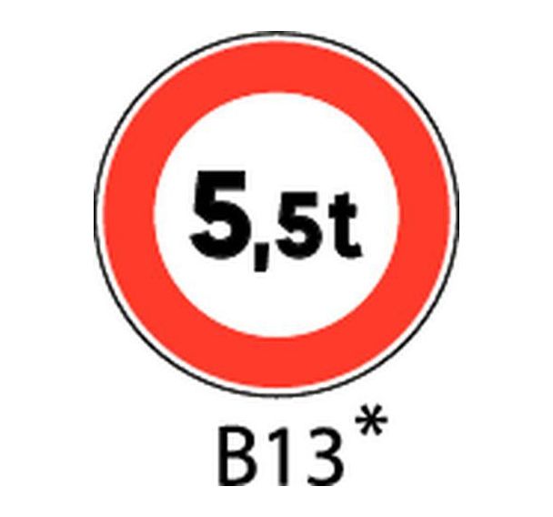 Panneau de signalisation - B13 - Poids maximum à préciser
