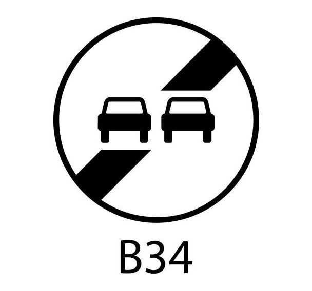 Panneau de signalisation - B34 - Fin d'interdiction de dépasser