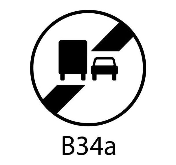 Panneau de signalisation - B34a - Fin d'interdiction de dépasser pour les poids lourds