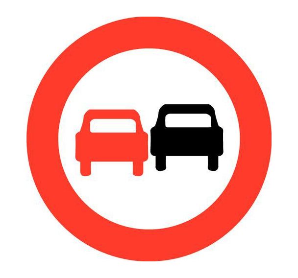 Panneau de signalisation - B3 - Interdiction de dépasser tous les véhicules à moteur autres que ceux à deux roues sans side-car
