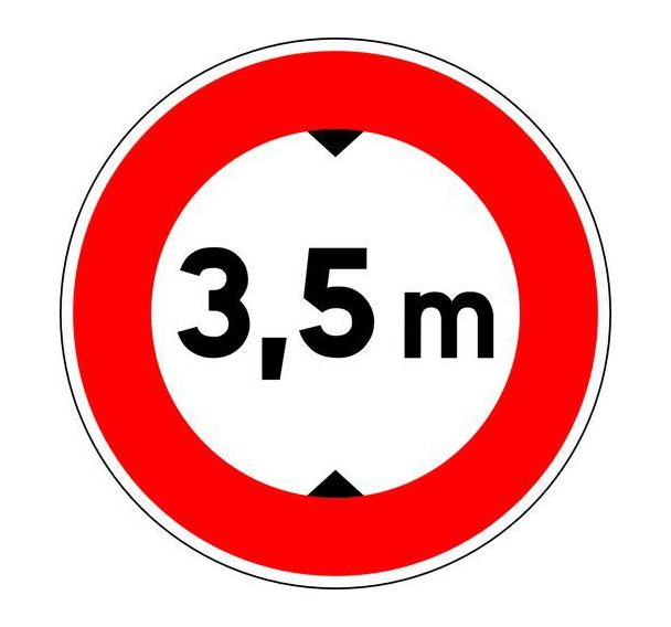 Panneau de signalisation B12 Limitation de hauteur à 2 m - Kelias