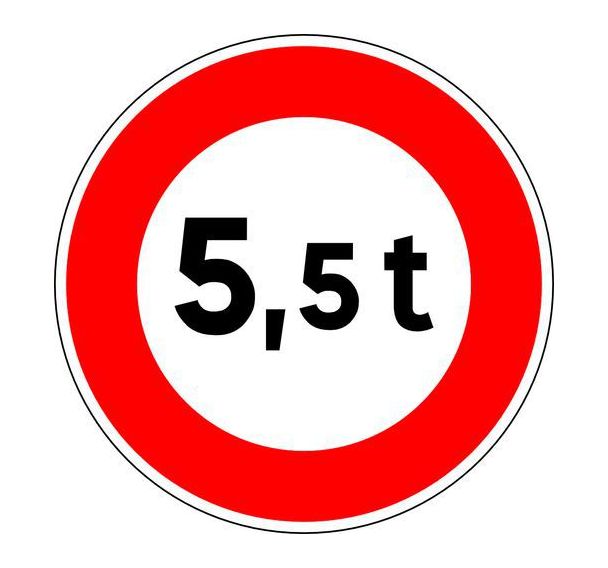 Panneau de signalisation B13 Limitation de tonnage à 3,5 t - Kelias