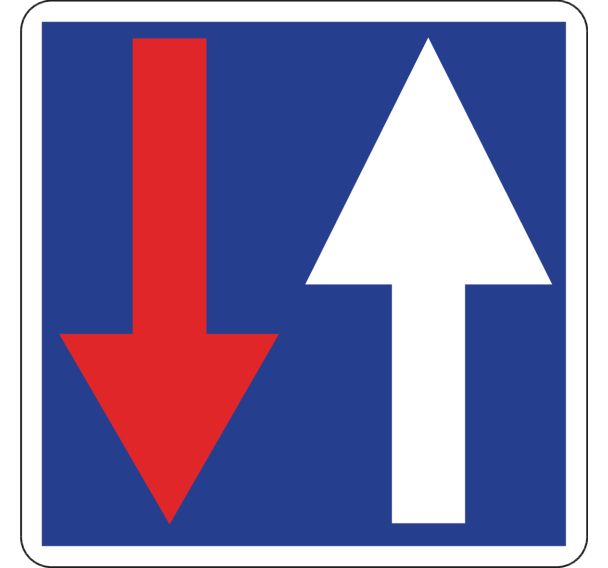 Panneau de signalisation d'indication - C18 - Priorité par rapport à la circulation venant en sens inverse