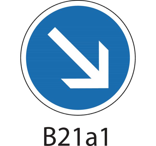 Panneau de signalisation d'obligation - B21a1 - Contournement obligatoire à droite
