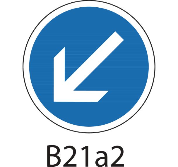 Panneau de signalisation d'obligation - B21a2 - Contournement obligatoire à gauche