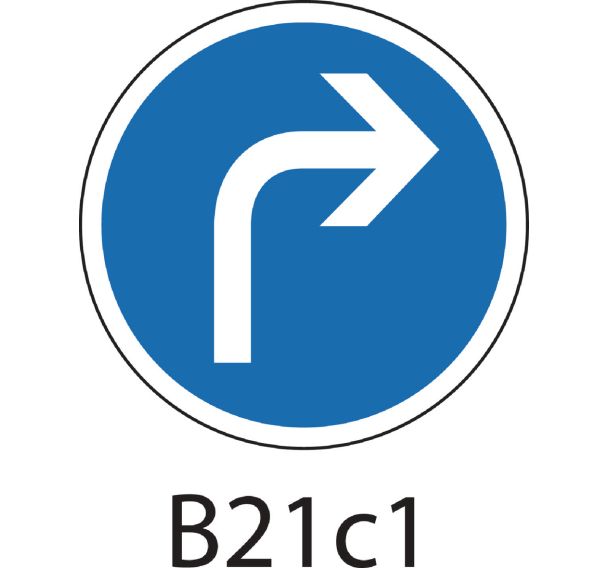 Panneau de signalisation d'obligation - B21c1 - Direction obligatoire à la prochaine intersection : à droite