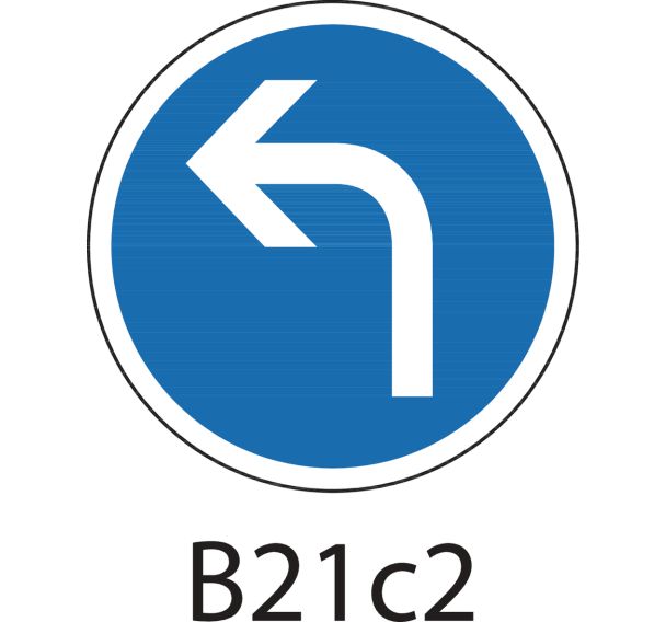 Panneau de signalisation d'obligation - B21c2 - Direction obligatoire à la prochaine intersection : à gauche