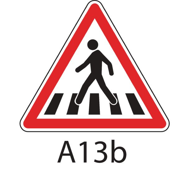 Panneau de signalisation de danger - A13b - Passage pour piétons