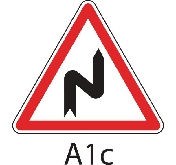 Panneau de signalisation de danger - A1c - Succession de virages dont le 1er est à droite