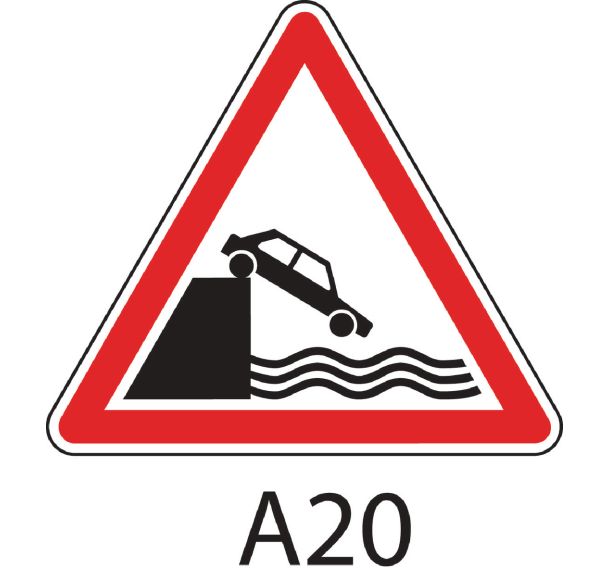 Panneau de signalisation de danger - A20 - Débouché sur un quai ou une berge