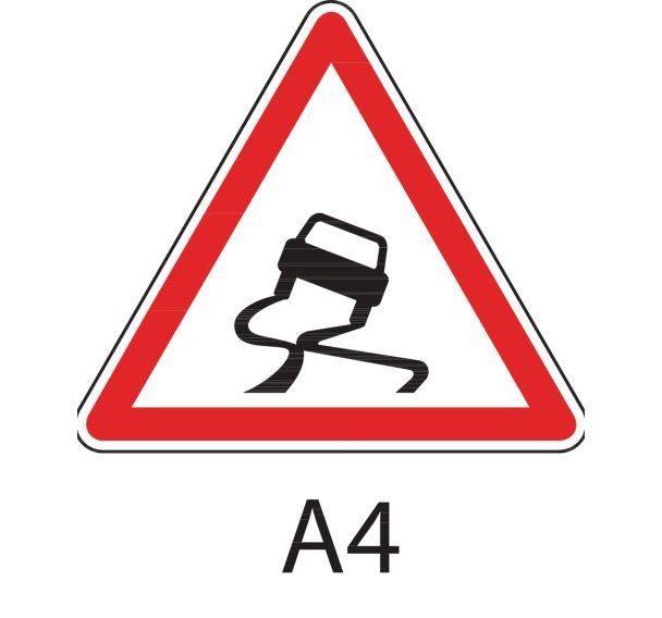 Panneau de signalisation de danger - A4 - Chaussée glissante