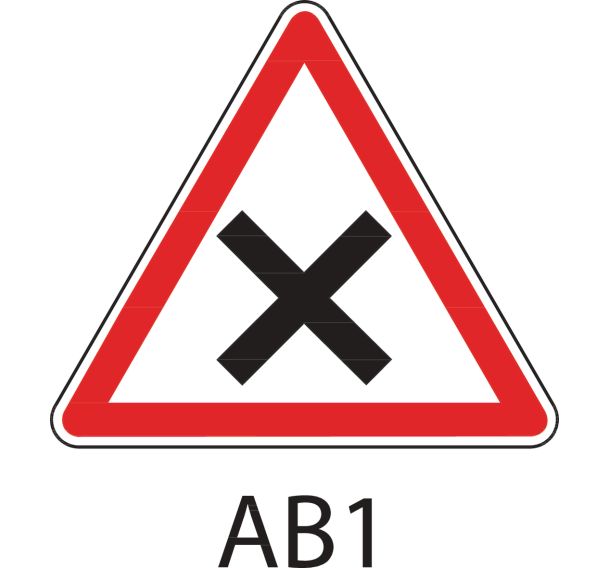 Panneau de signalisation de danger - AB1 - Cédez le passage à droite