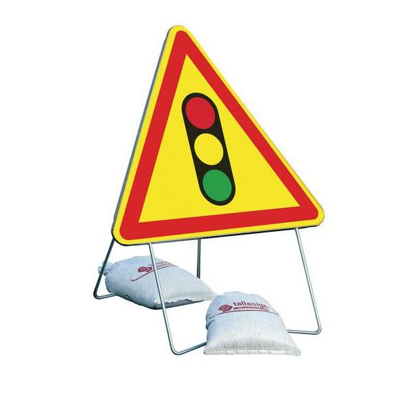 Panneau temporaire de chantier AK17 - Feux tricolores - Taliaplast